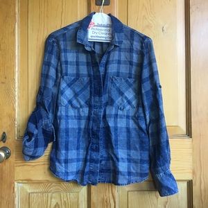 Soft Blue Plaid Button Down